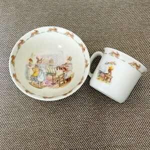 Royal Doulton fine bone china child’s bowl and mug Bunnykins print